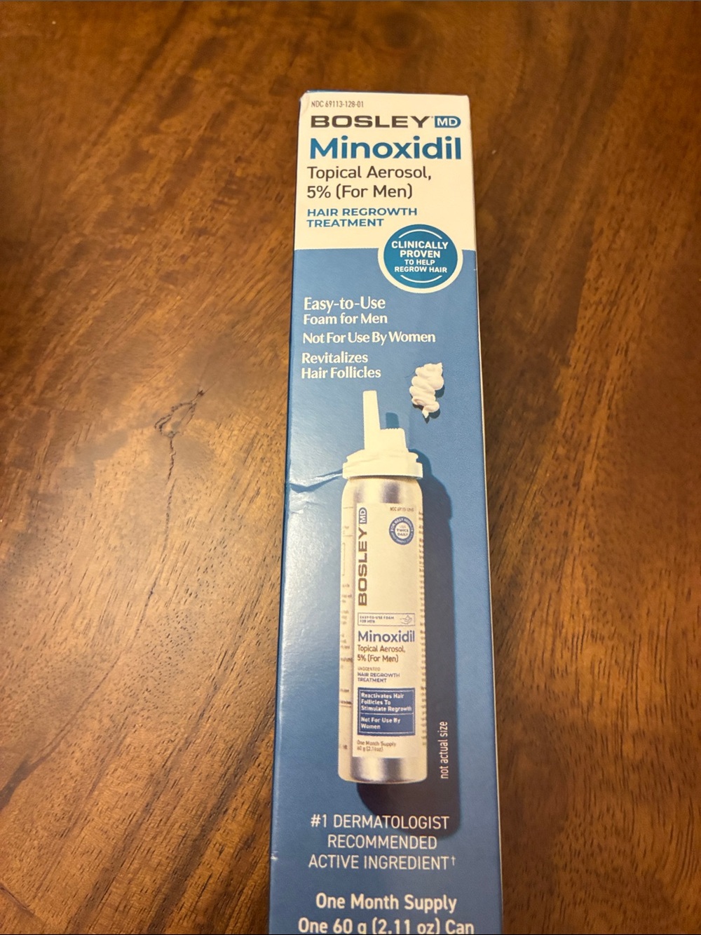 Bosley Minoxidil 5% Topical Aerosol Foam for Men - Blue & White